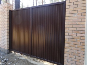 ворота из профнастила распашные - пример 14 фото цена под ключ